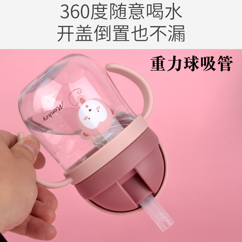 儿童吸管杯防漏防呛式婴儿学饮杯大宝宝喝水杯子奶瓶两用外出携带 4