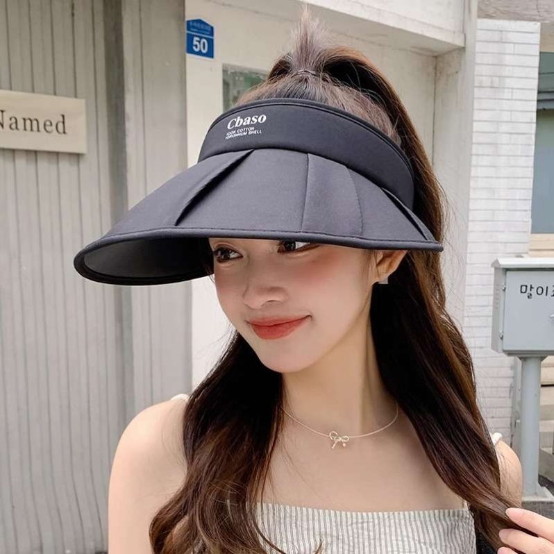 2025年新款空顶帽子女夏天大帽檐防晒帽遮脸骑车太阳帽休闲遮阳帽 2