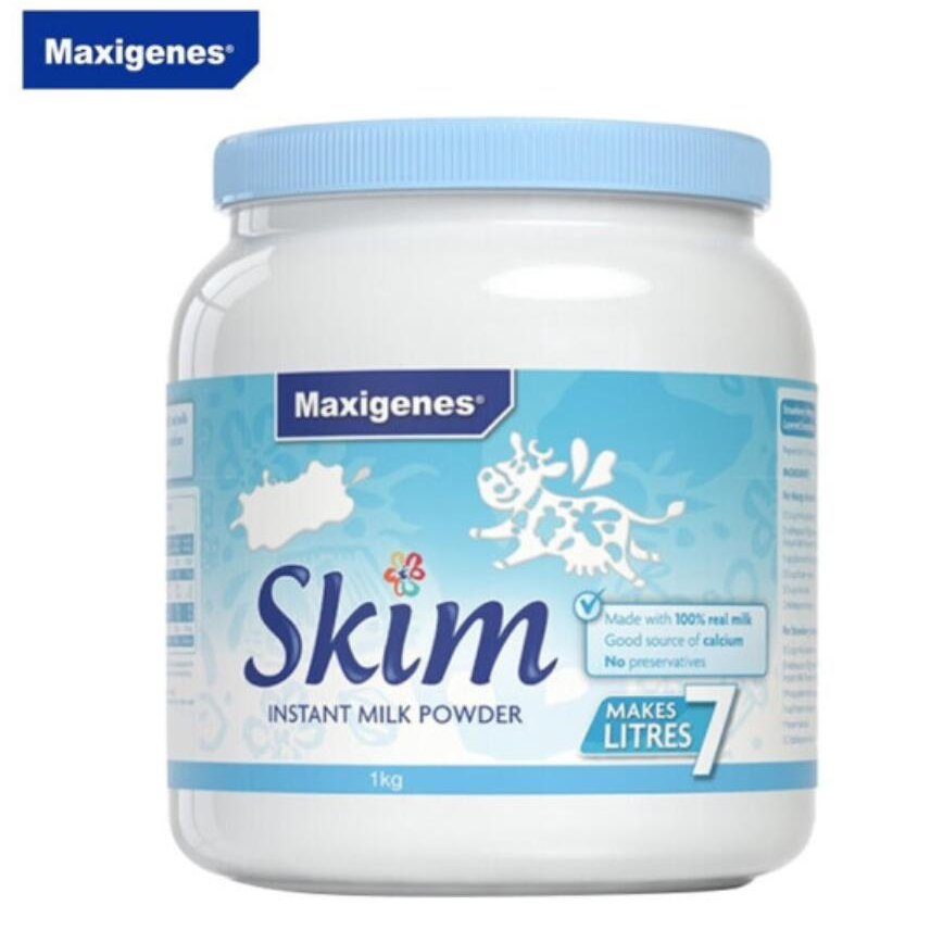 包邮行货！澳洲美可卓Maxigenes蓝胖子脱脂牛奶粉1kg 豹哥奶制品